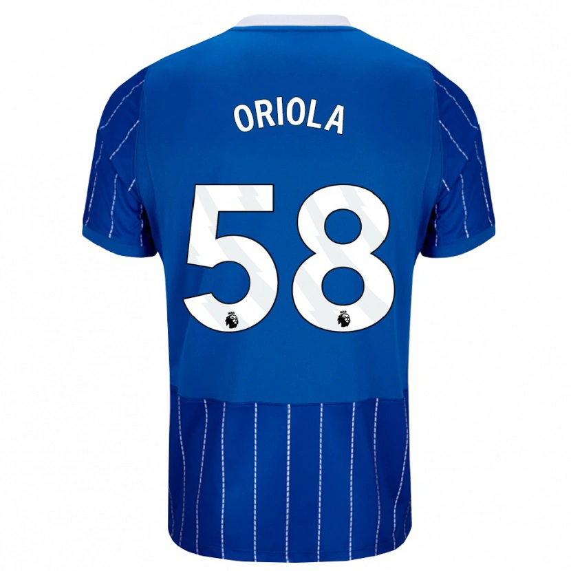 Danxen Enfant Maillot Nehemiah Oriola #58 Bleu Moyen Blanc Tenues Domicile 2026/27 T-Shirt
