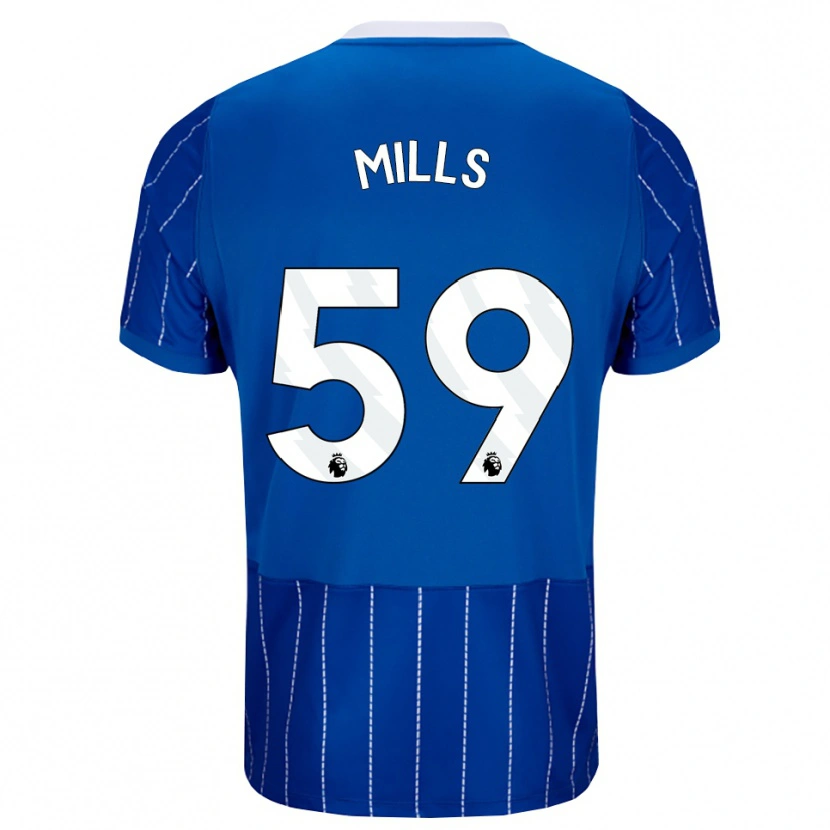 Danxen Enfant Maillot Harry Mills #59 Bleu Moyen Blanc Tenues Domicile 2026/27 T-Shirt