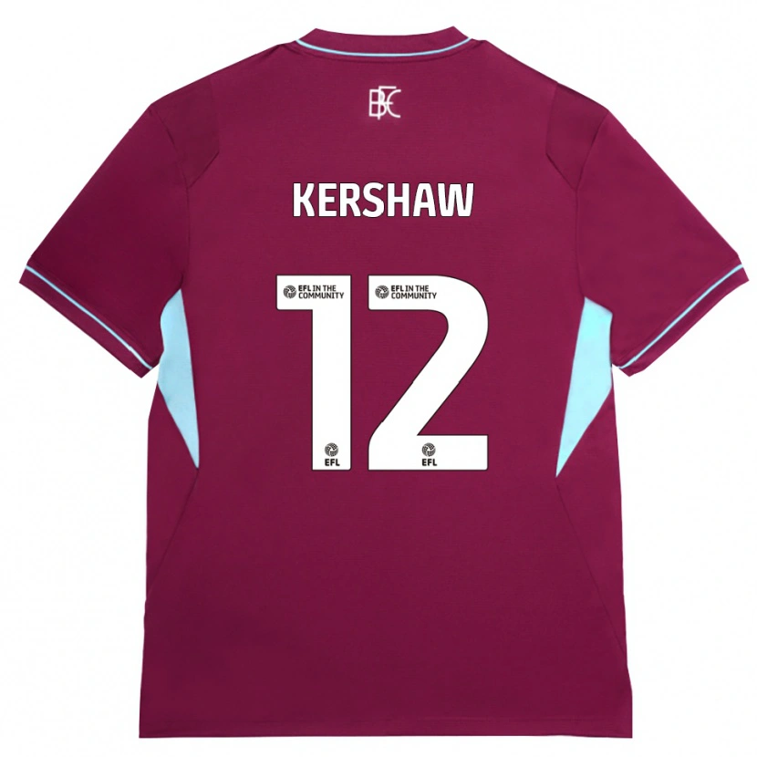 Danxen Enfant Maillot Joe Kershaw #12 Bourgogne Vert Tenues Domicile 2026/27 T-Shirt