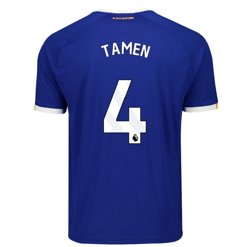 Danxen Enfant Maillot William Tamen #4 Bleu Blanc Jaune Tenues Domicile 2026/27 T-Shirt