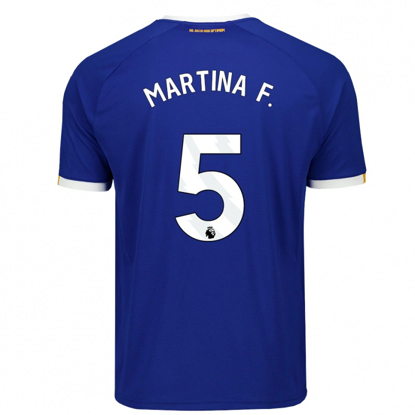 Danxen Enfant Maillot Martina Fernández #5 Bleu Blanc Jaune Tenues Domicile 2026/27 T-Shirt