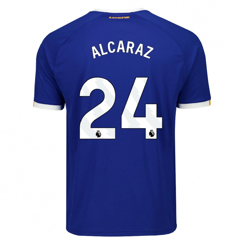 Danxen Enfant Maillot Carlos Alcaraz #24 Bleu Blanc Jaune Tenues Domicile 2026/27 T-Shirt