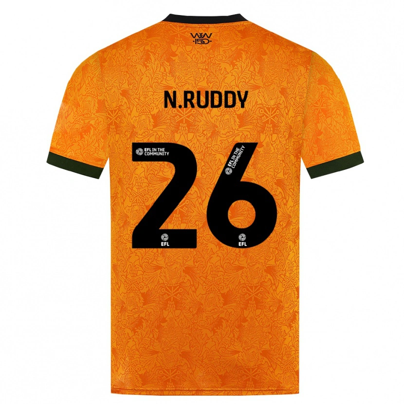 Danxen Enfant Maillot John Ruddy #26 Orange Noir Tenues Domicile 2026/27 T-Shirt