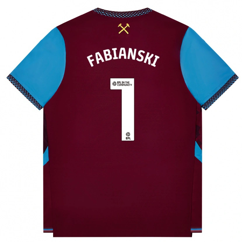 Danxen Enfant Maillot Lukasz Fabianski #1 Bourgogne Cornflowerblue Tenues Domicile 2026/27 T-Shirt