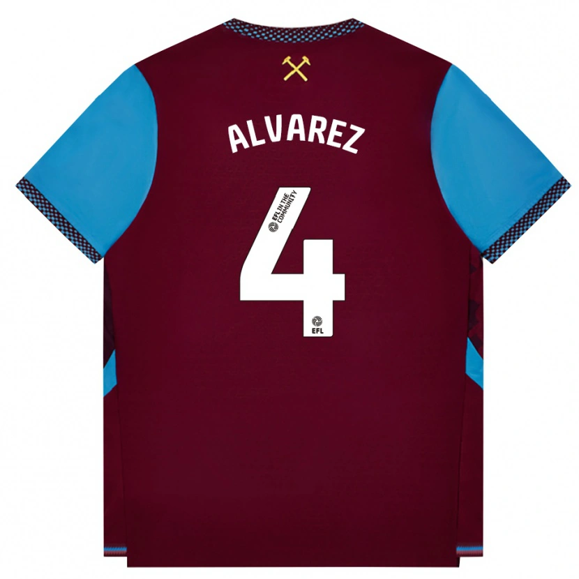 Danxen Enfant Maillot Edson Álvarez #4 Bourgogne Cornflowerblue Tenues Domicile 2026/27 T-Shirt