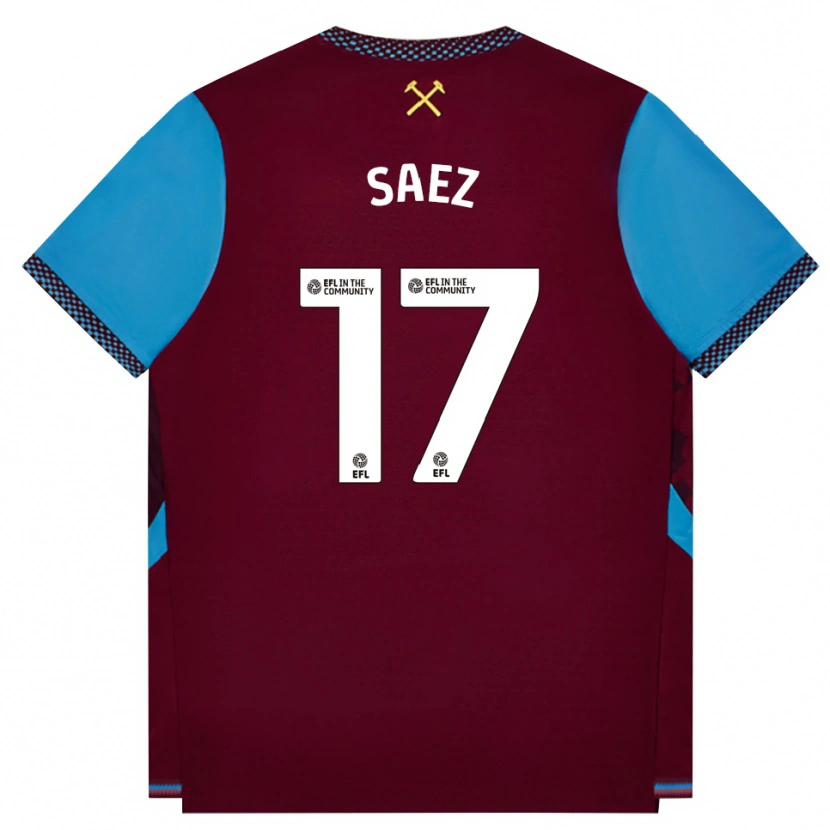 Danxen Enfant Maillot Camila Sáez #17 Bourgogne Cornflowerblue Tenues Domicile 2026/27 T-Shirt