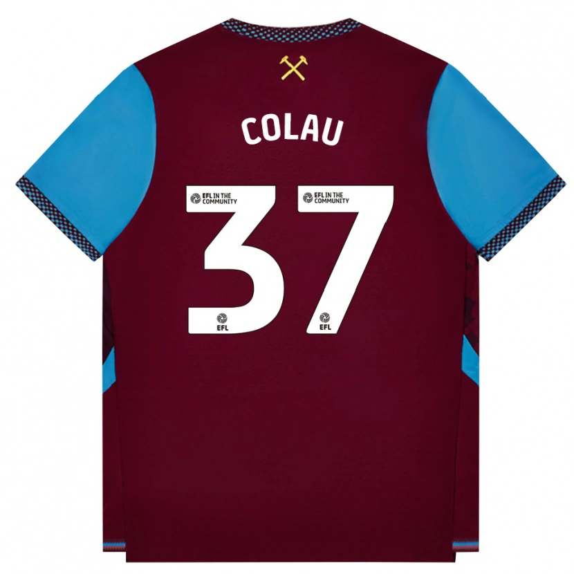 Danxen Enfant Maillot Dimitri Colau #37 Bourgogne Cornflowerblue Tenues Domicile 2026/27 T-Shirt