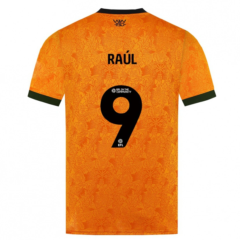 Danxen Enfant Maillot Raul Jimenez #9 Orange Noir Tenues Domicile 2026/27 T-Shirt