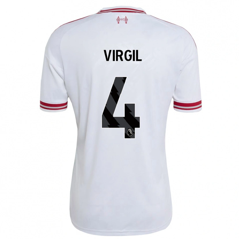 Danxen Enfant Maillot Virgil Van Dijk #4 Rouge Blanc Tenues Extérieur 2026/27 T-Shirt