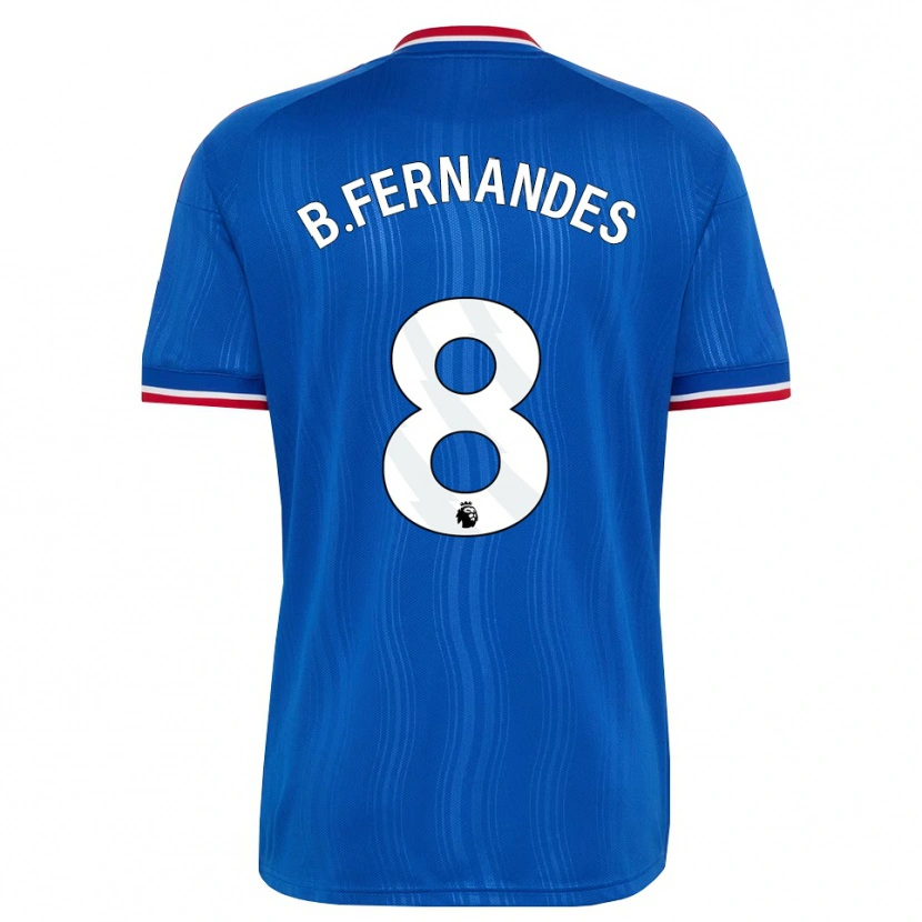 Danxen Enfant Maillot Bruno Fernandes #8 Bleu Blanc Rouge Tenues Extérieur 2026/27 T-Shirt
