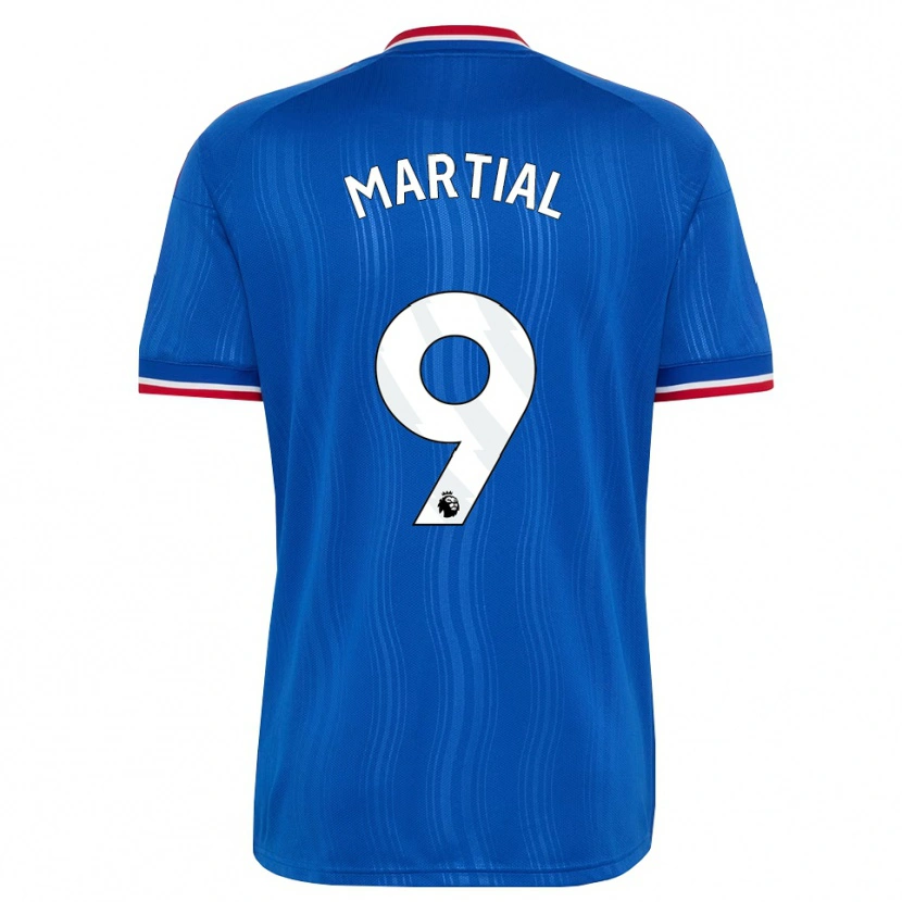 Danxen Enfant Maillot Anthony Martial #9 Bleu Blanc Rouge Tenues Extérieur 2026/27 T-Shirt