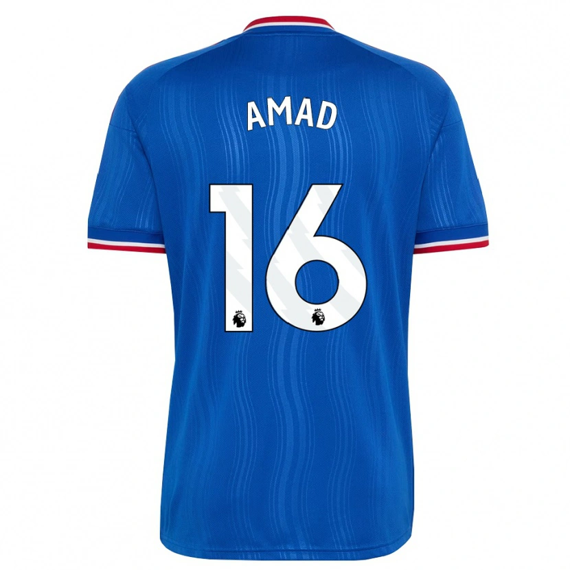 Danxen Enfant Maillot Amad Diallo #16 Bleu Blanc Rouge Tenues Extérieur 2026/27 T-Shirt