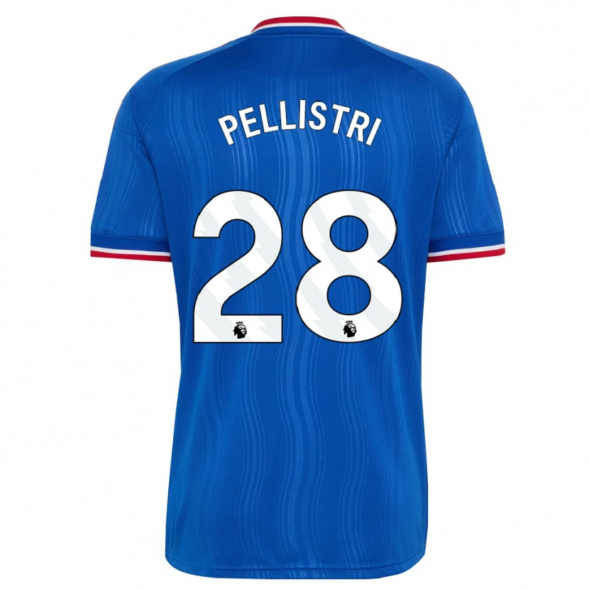 Danxen Enfant Maillot Facundo Pellistri #28 Bleu Blanc Rouge Tenues Extérieur 2026/27 T-Shirt