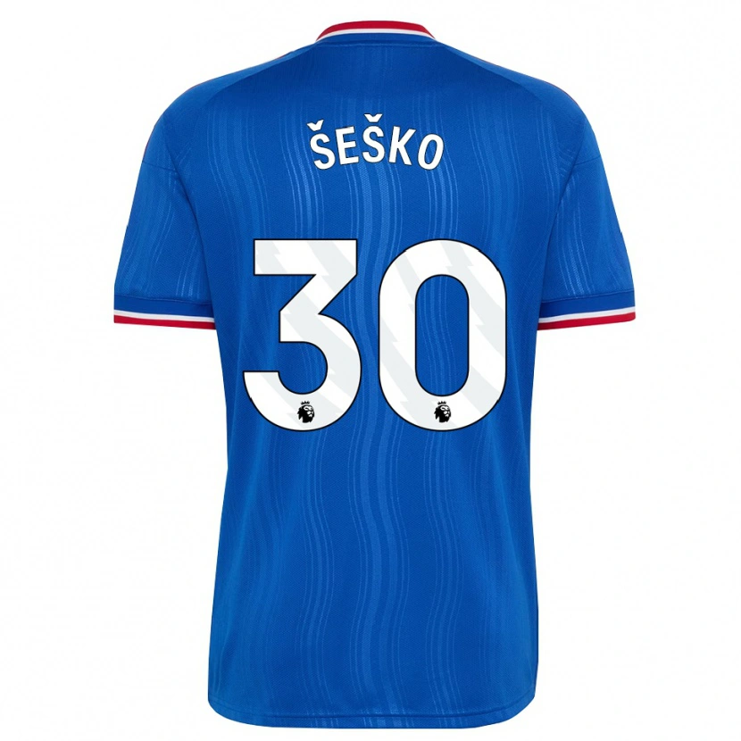 Danxen Enfant Maillot Benjamin Sesko #30 Bleu Blanc Rouge Tenues Extérieur 2026/27 T-Shirt