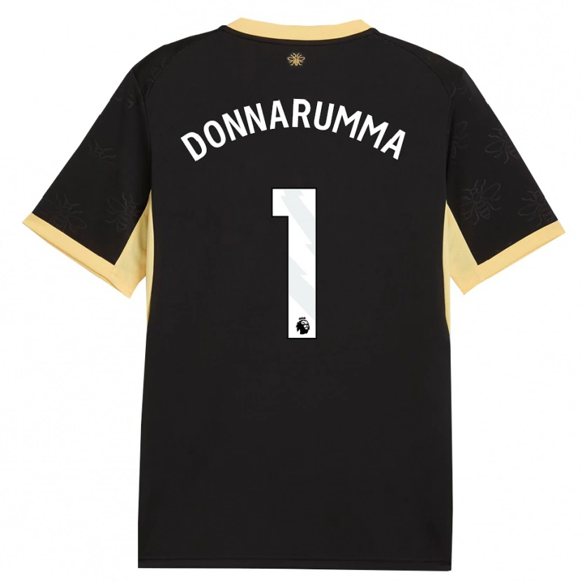 Danxen Enfant Maillot Gianluigi Donnarumma #1 Noir Jaune Tenues Extérieur 2026/27 T-Shirt