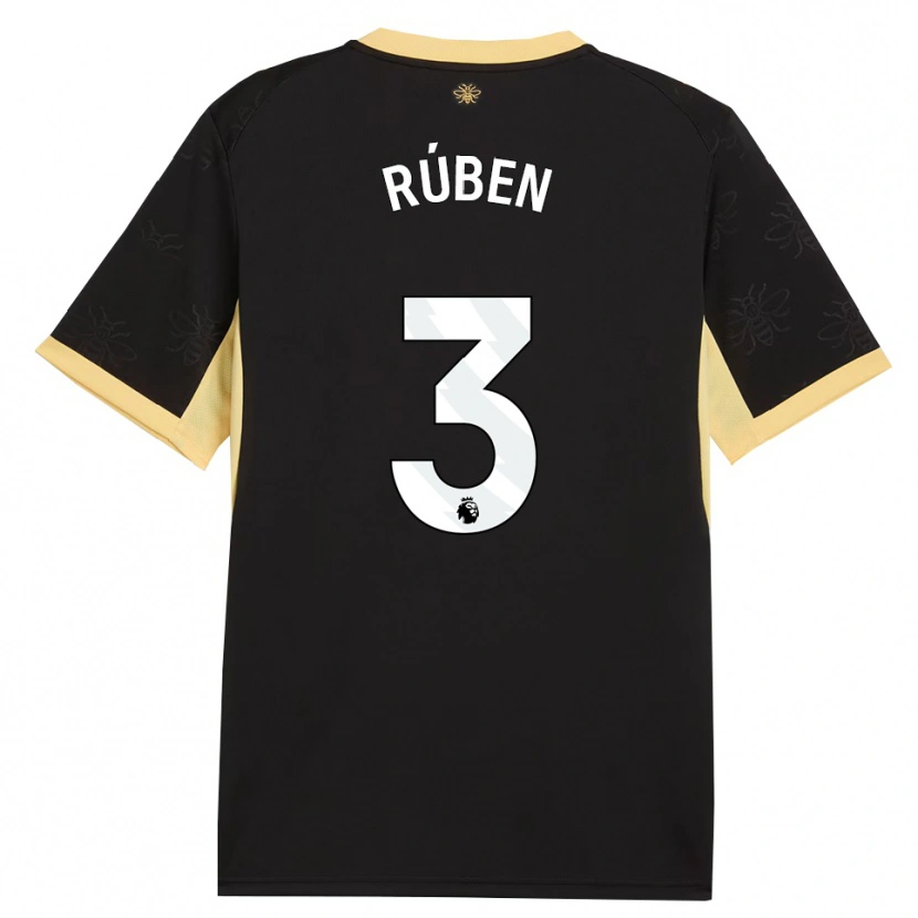 Danxen Enfant Maillot Rúben Dias #3 Noir Jaune Tenues Extérieur 2026/27 T-Shirt