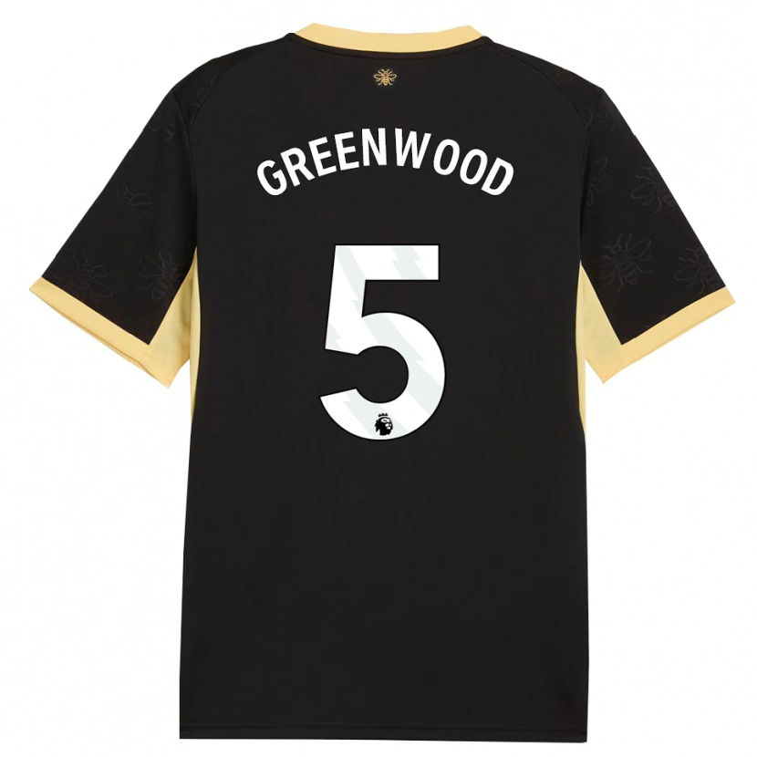 Danxen Enfant Maillot Alex Greenwood #5 Noir Jaune Tenues Extérieur 2026/27 T-Shirt