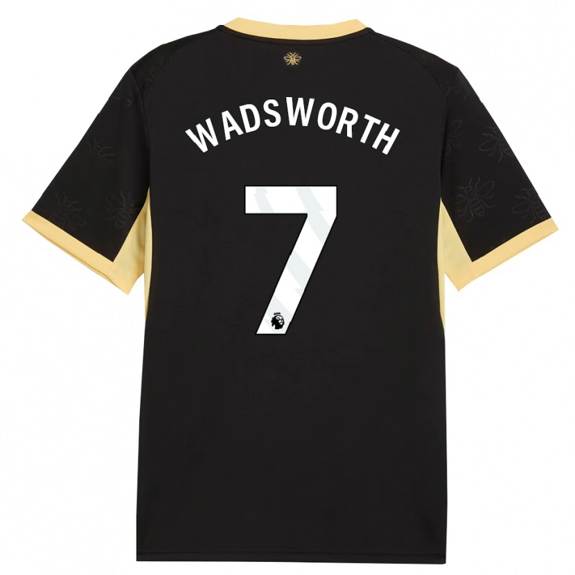 Danxen Enfant Maillot Sam Wadsworth #7 Noir Jaune Tenues Extérieur 2026/27 T-Shirt