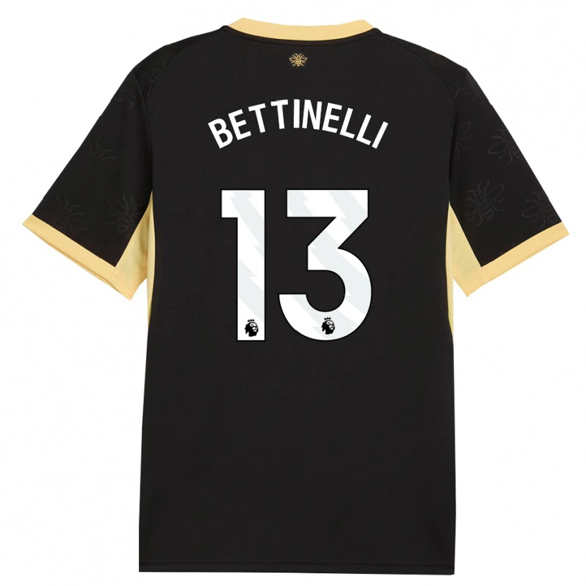 Danxen Enfant Maillot Marcus Bettinelli #13 Noir Jaune Tenues Extérieur 2026/27 T-Shirt