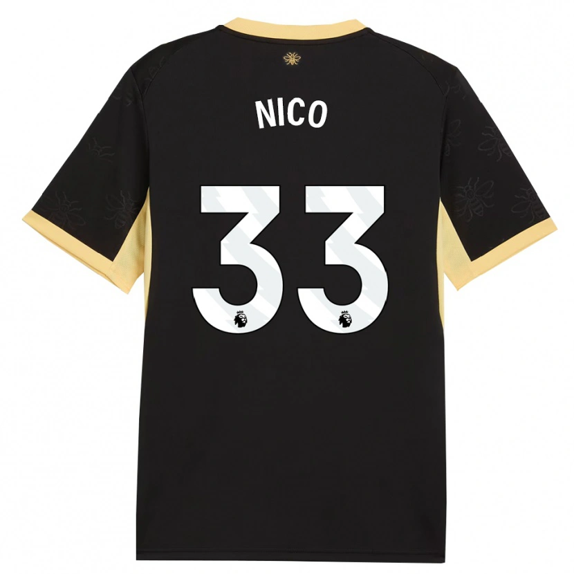 Danxen Enfant Maillot Nico O'reilly #33 Noir Jaune Tenues Extérieur 2026/27 T-Shirt