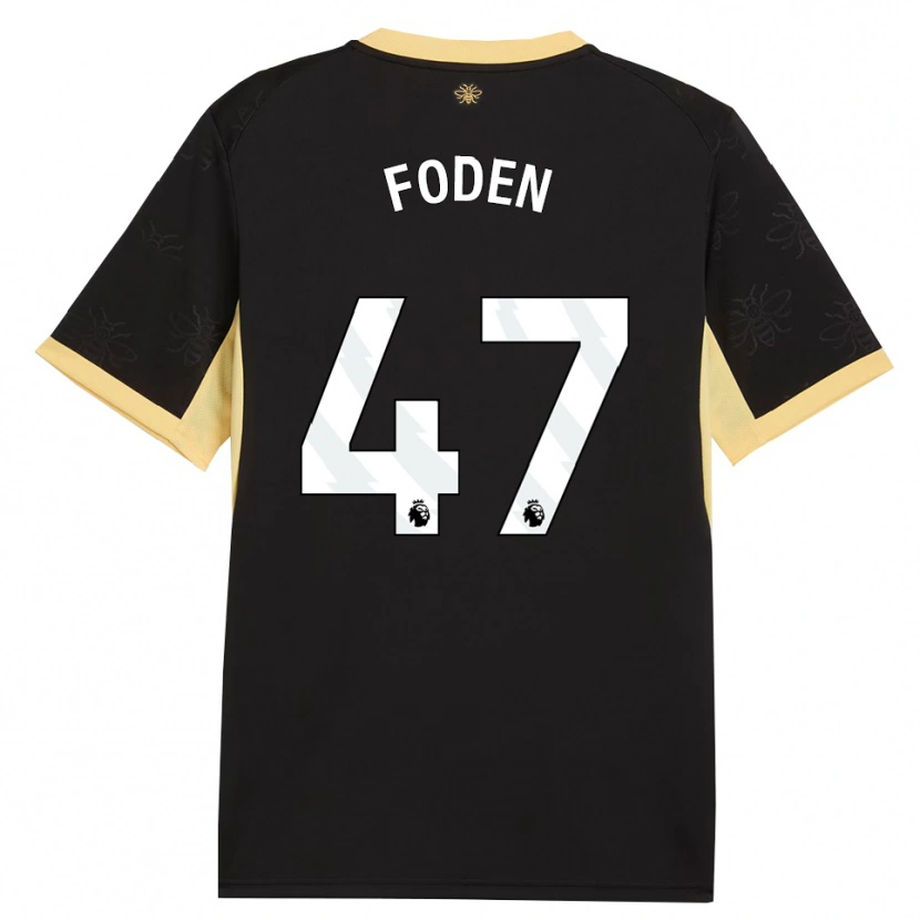 Danxen Enfant Maillot Phil Foden #47 Noir Jaune Tenues Extérieur 2026/27 T-Shirt