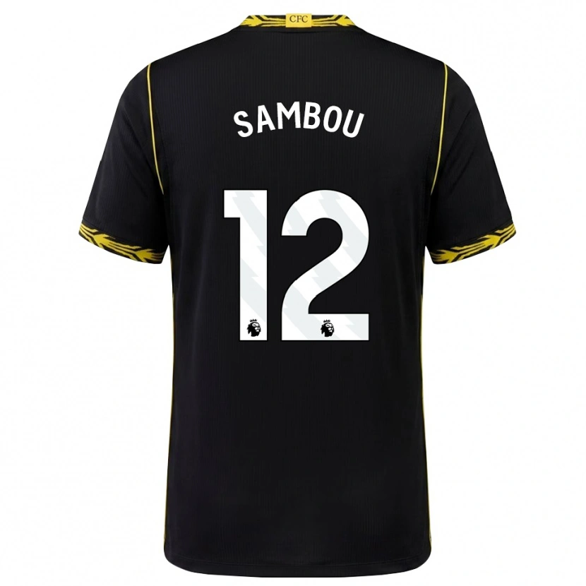 Danxen Enfant Maillot Gabriel Sambou #12 Noir Jaune Tenues Extérieur 2026/27 T-Shirt