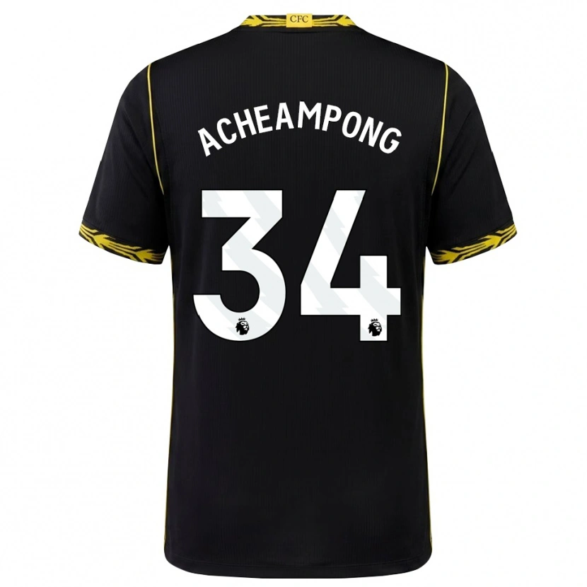 Danxen Enfant Maillot Josh Acheampong #34 Noir Jaune Tenues Extérieur 2026/27 T-Shirt