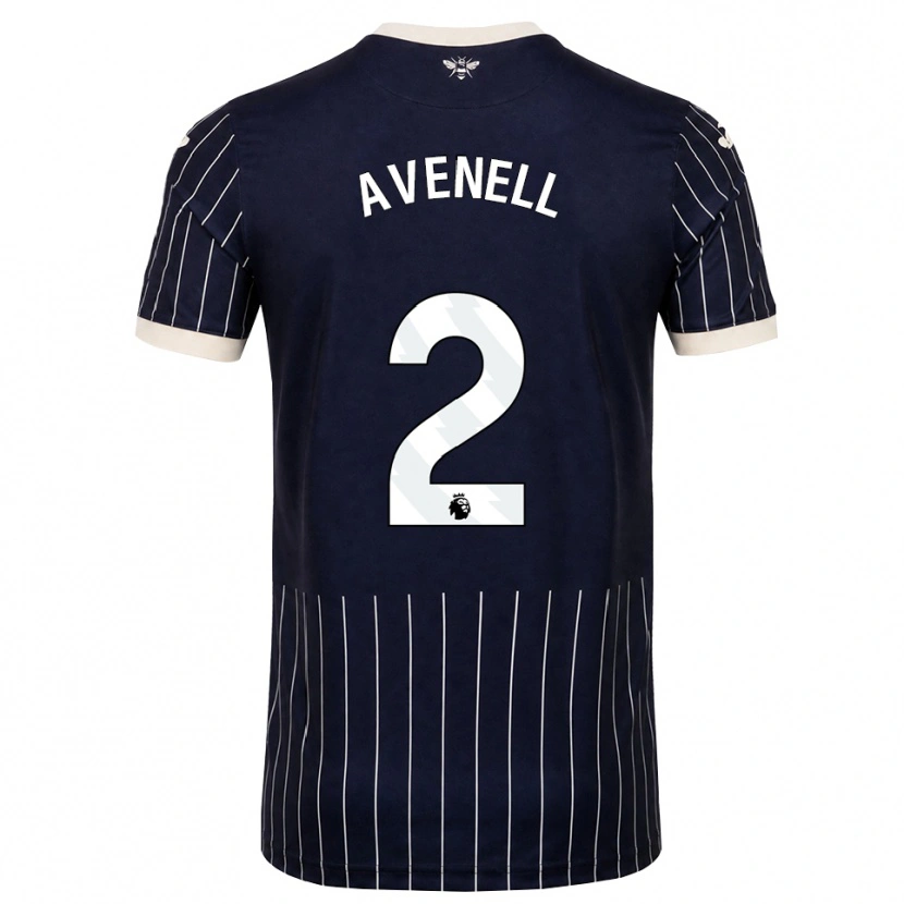 Danxen Enfant Maillot Caelan Avenell #2 Noir Blanc Tenues Extérieur 2026/27 T-Shirt