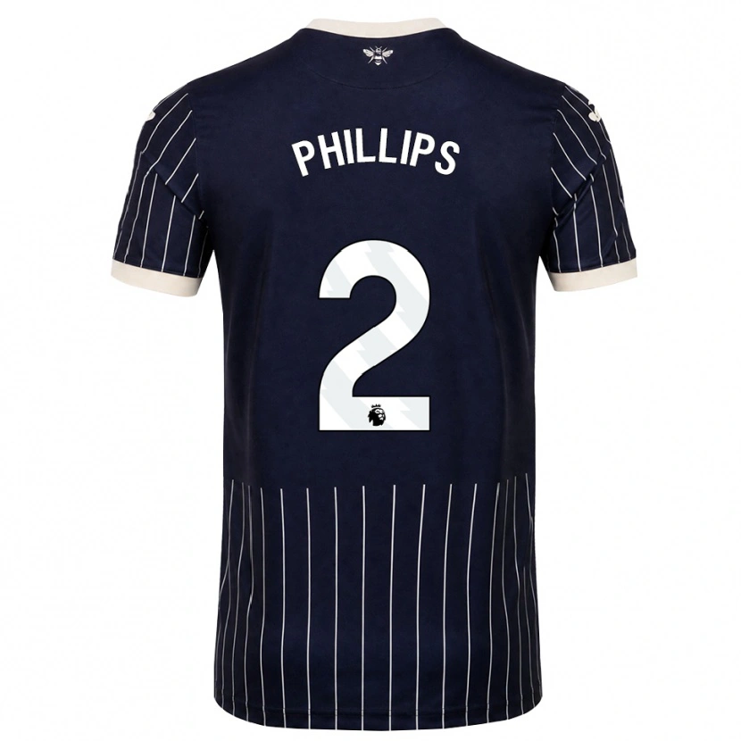Danxen Enfant Maillot Maddie Phillips #2 Noir Blanc Tenues Extérieur 2026/27 T-Shirt