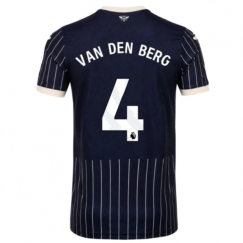 Danxen Enfant Maillot Sepp Van Den Berg #4 Noir Blanc Tenues Extérieur 2026/27 T-Shirt