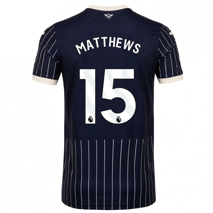 Danxen Enfant Maillot Kirsty Matthews #15 Noir Blanc Tenues Extérieur 2026/27 T-Shirt