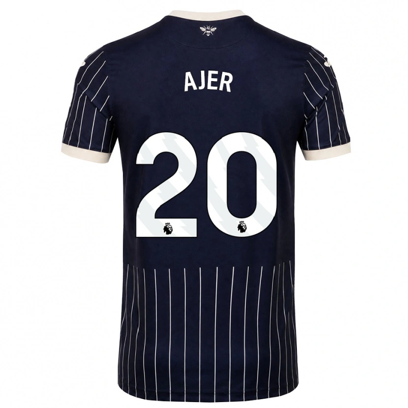 Danxen Enfant Maillot Kristoffer Ajer #20 Noir Blanc Tenues Extérieur 2026/27 T-Shirt