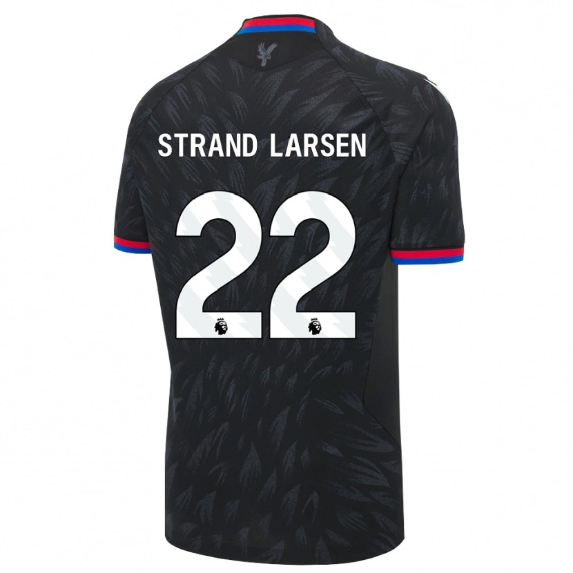 Danxen Enfant Maillot Jørgen Strand Larsen #22 Noir Bleu Rouge Tenues Extérieur 2026/27 T-Shirt