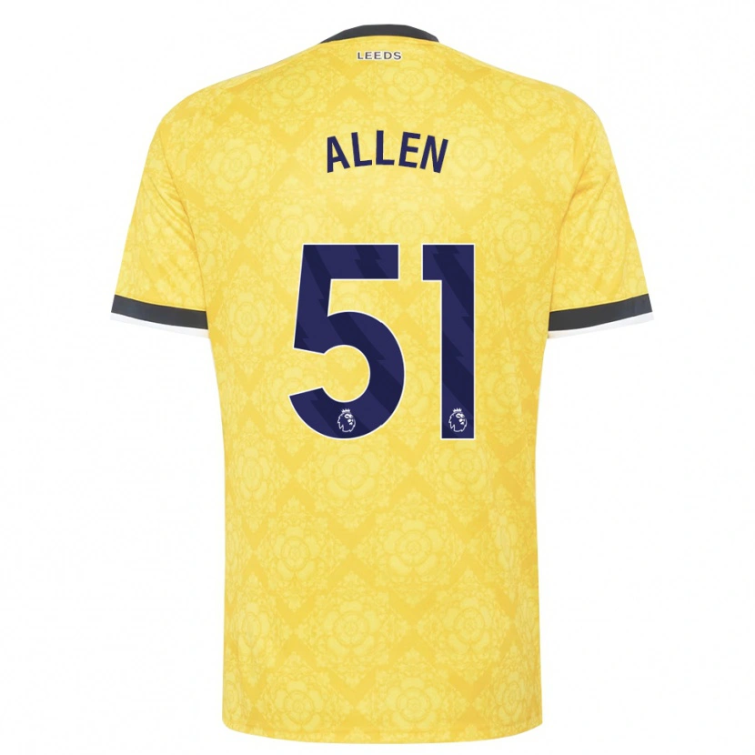 Danxen Enfant Maillot Charlie Allen #51 Jaune Blanc Noir Tenues Extérieur 2026/27 T-Shirt