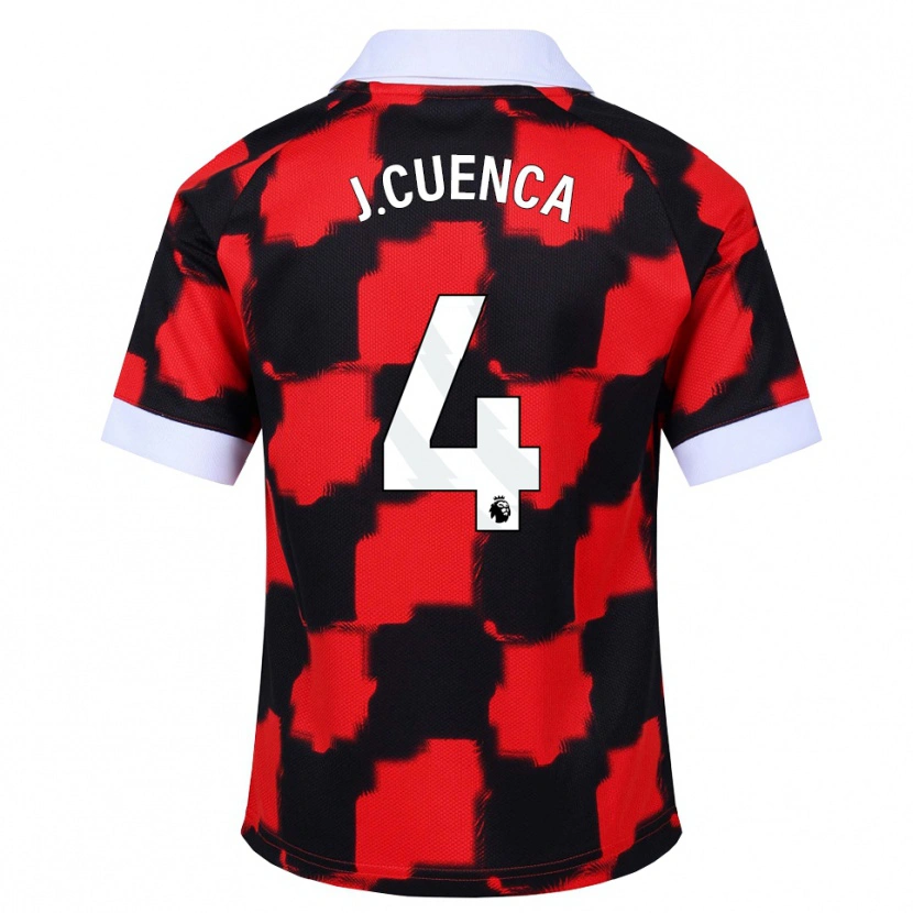 Danxen Enfant Maillot Jorge Cuenca #4 Rouge Blanc Noir Tenues Extérieur 2026/27 T-Shirt