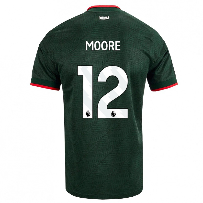Danxen Enfant Maillot Daniel Moore #12 Vert Foncé Rouge Tenues Extérieur 2026/27 T-Shirt