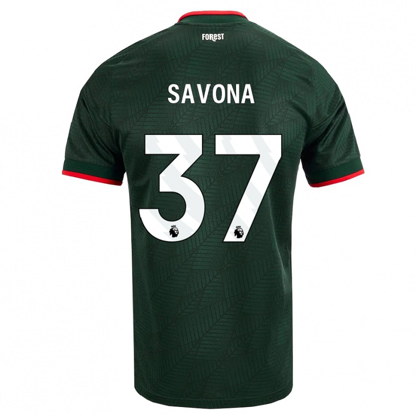 Danxen Enfant Maillot Nicolò Savona #37 Vert Foncé Rouge Tenues Extérieur 2026/27 T-Shirt