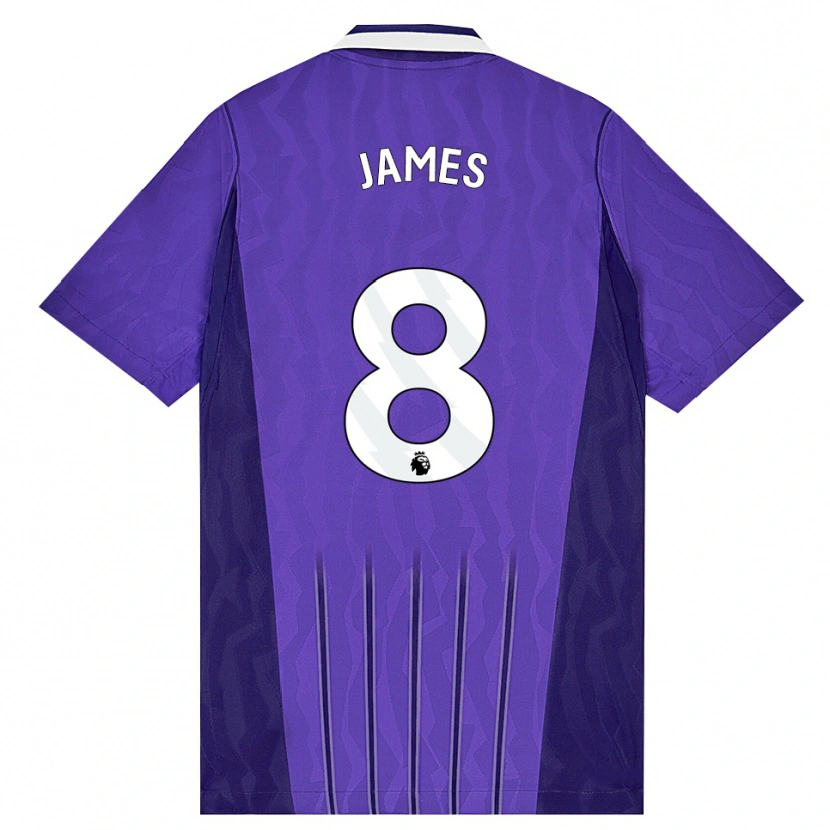 Danxen Enfant Maillot Angharad James #8 Violet Blanc Troisieme 2026/27 T-Shirt