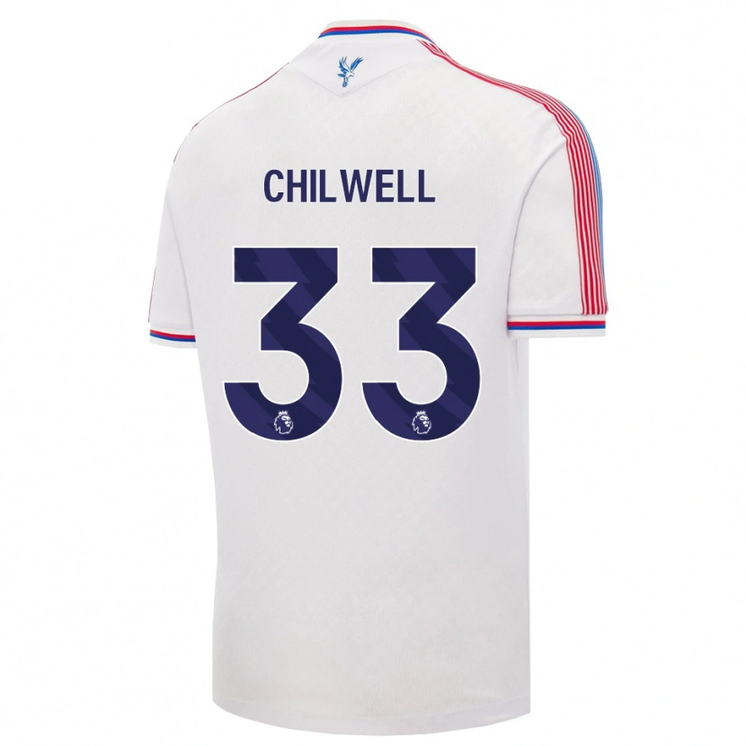Danxen Enfant Maillot Ben Chilwell #33 Blanc Rouge Bleu Tenues Domicile 2026/27 T-Shirt