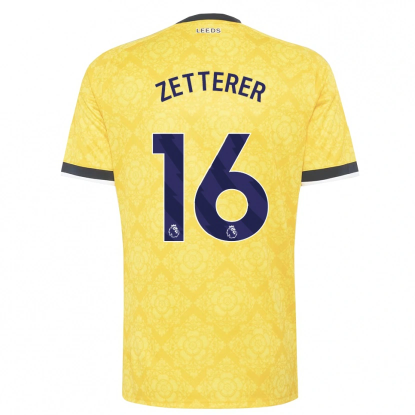 Danxen Enfant Maillot Michael Zetterer #16 Jaune Blanc Noir Tenues Extérieur 2026/27 T-Shirt