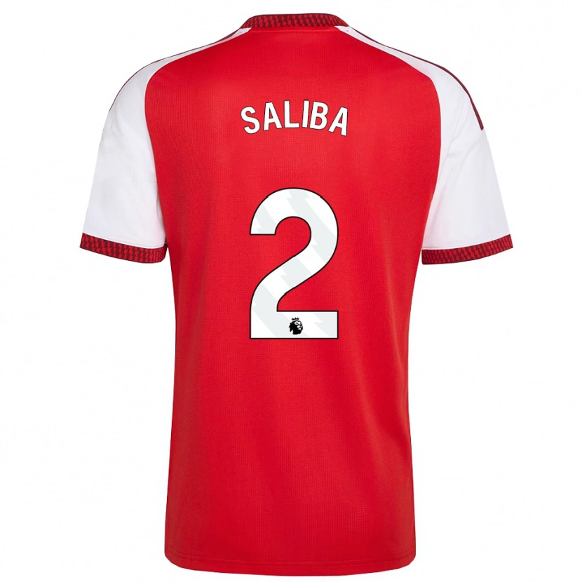 Danxen Homme Maillot William Saliba #2 Rouge Blanc Noir Tenues Domicile 2026/27 T-Shirt