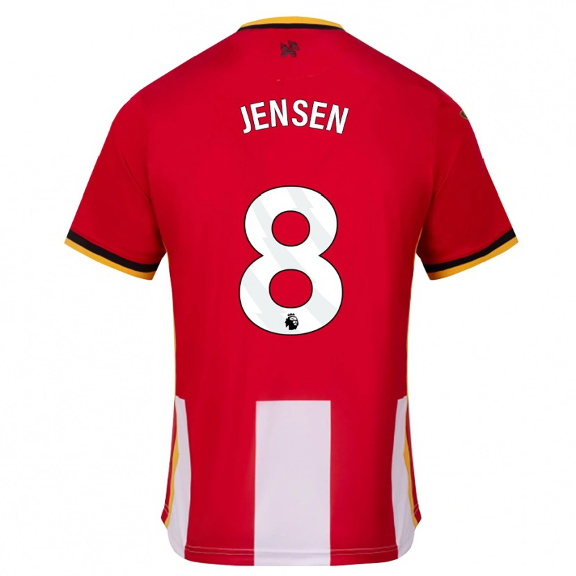 Danxen Homme Maillot Mathias Jensen #8 Jaune Noir Rouge Tenues Domicile 2026/27 T-Shirt