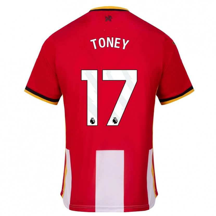 Danxen Homme Maillot Ivan Toney #17 Jaune Noir Rouge Tenues Domicile 2026/27 T-Shirt