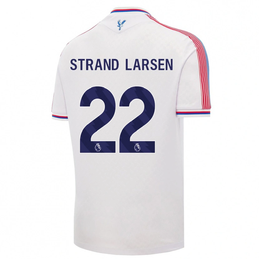 Danxen Homme Maillot Jørgen Strand Larsen #22 Blanc Rouge Bleu Tenues Domicile 2026/27 T-Shirt