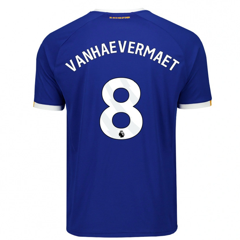 Danxen Homme Maillot Justine Vanhaevermaet #8 Bleu Blanc Jaune Tenues Domicile 2026/27 T-Shirt