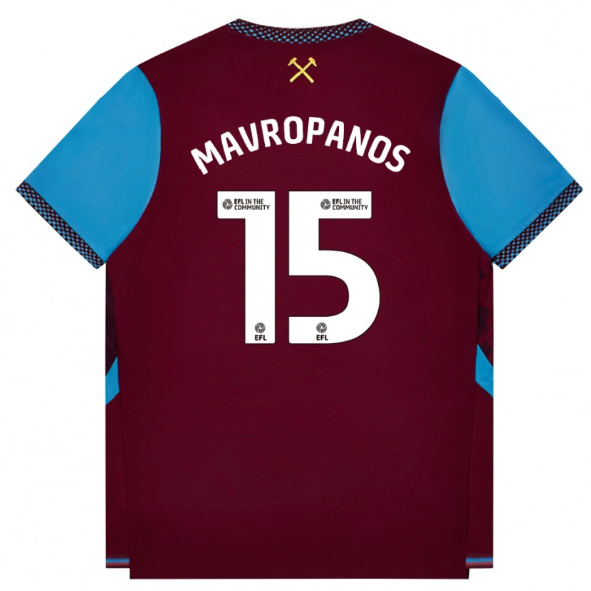 Danxen Homme Maillot Konstantinos Mavropanos #15 Bourgogne Cornflowerblue Tenues Domicile 2026/27 T-Shirt