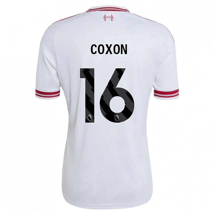 Danxen Homme Maillot Zak Coxon #16 Rouge Blanc Tenues Extérieur 2026/27 T-Shirt