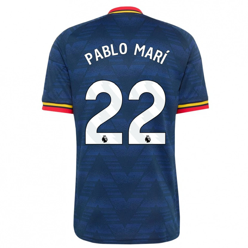 Danxen Homme Maillot Pablo Mari #22 Midnightblue Jaune Rouge Tenues Extérieur 2026/27 T-Shirt