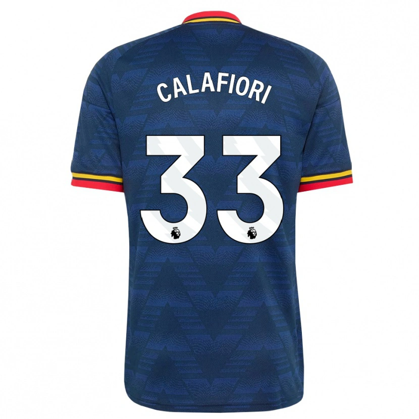 Danxen Homme Maillot Riccardo Calafiori #33 Midnightblue Jaune Rouge Tenues Extérieur 2026/27 T-Shirt