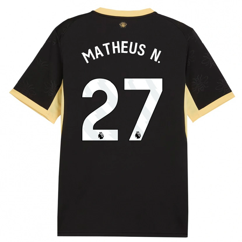 Danxen Homme Maillot Matheus Nunes #27 Noir Jaune Tenues Extérieur 2026/27 T-Shirt